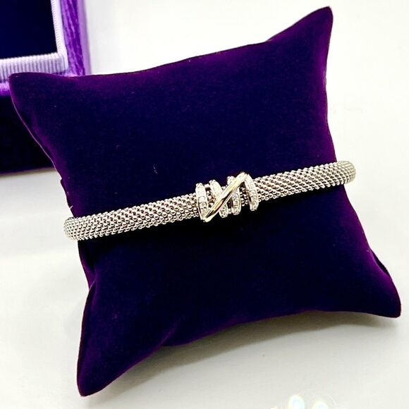 Brand New Phillip Gavriel DIAMOND TALLY CUFF BRACELET IN STERLING SILVER & 18K - Picture 7 of 11